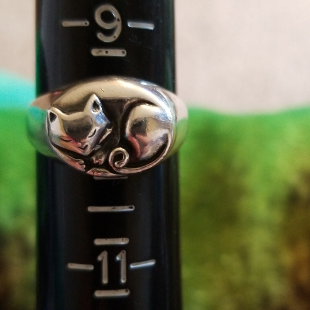 Sterling Silver Cat Ring Size 10